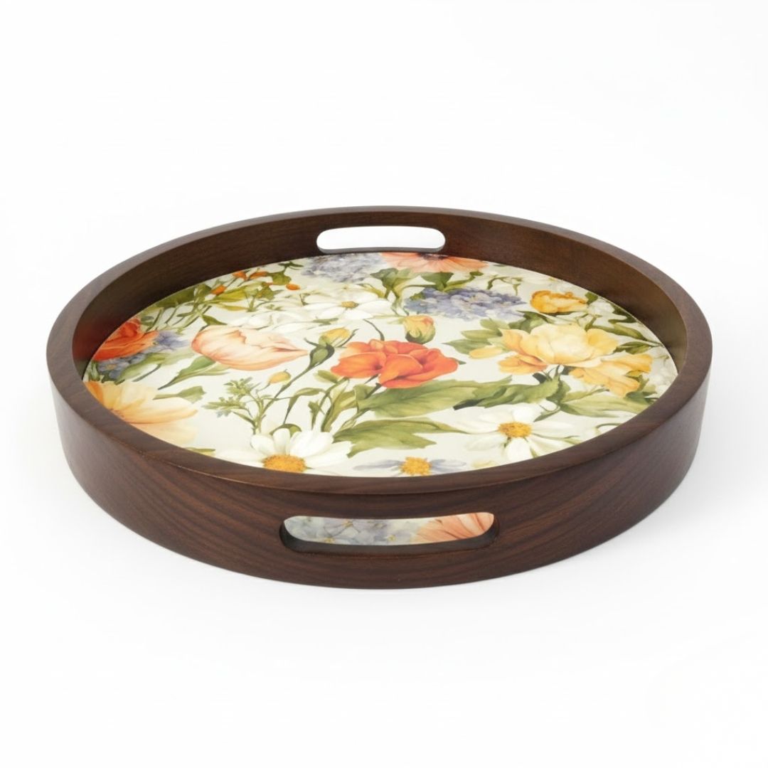 Enamel Floral Serving Tray - Elegant Kitchenware 018